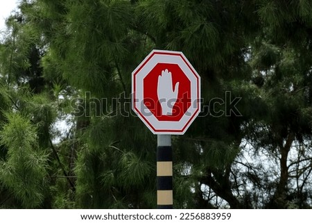 STOP sign on city street, closeup