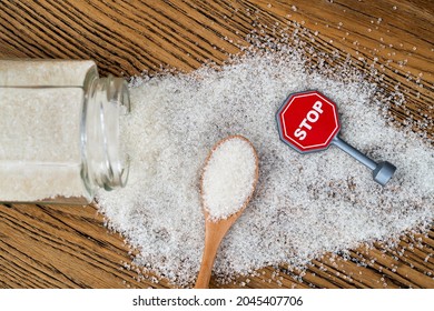 Stop Sign On Granulated Sugar.