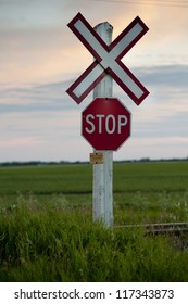 Rail Road Crossing Stop Sign Stock Photo (Edit Now) 454556872