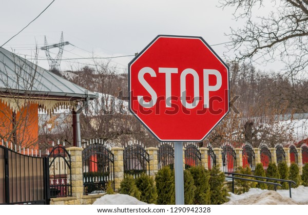 Stop sign on rural
street