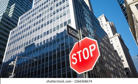 Stop Sign On Street New York Stock Photo (Edit Now) 1366368674