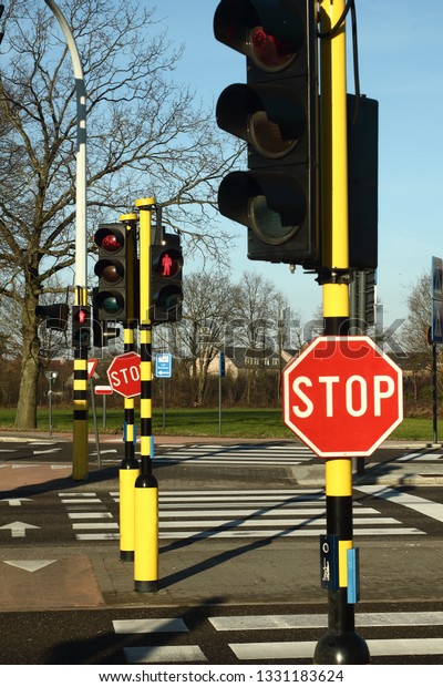 stop sign and traffic
lights