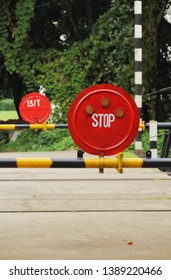 The Stop Signals On Railway Crossing At Prinsep Ghat,Kolkata,India