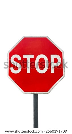 STOP sing isolated on white background. Red traffic stop sign isolated on white.