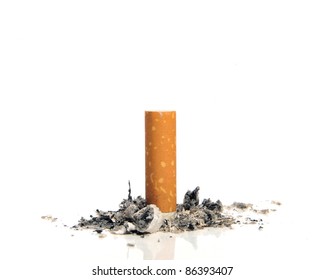 Stop smoking - Cigarette butt on white background