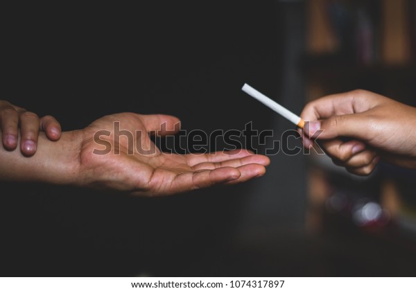Stop
smoking cigarette for health with black
background