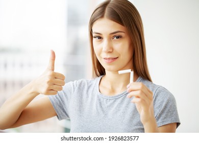 Stop Smoking, Woman Holding A Broken Cigarette