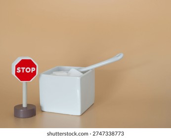 Stop sugar consumption concept. Background for campaigne
