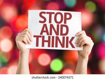 Stop Think Card Colorful Background Defocused Stock Photo 240074371 ...