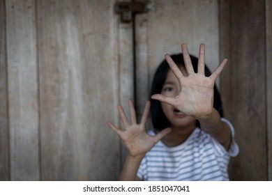 Stop Violence And Abused Children. Traumatized Children Concept. 