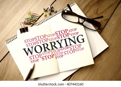 Stop Worrying word cloud on notebook