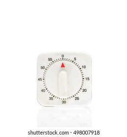 Stopped kitchen timer isolated on white background