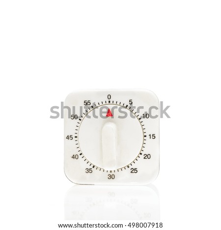 Stopped kitchen timer isolated on white background
