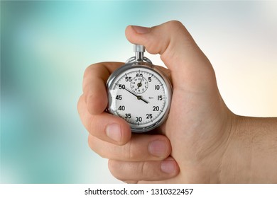 Stopwatch In Human Hand