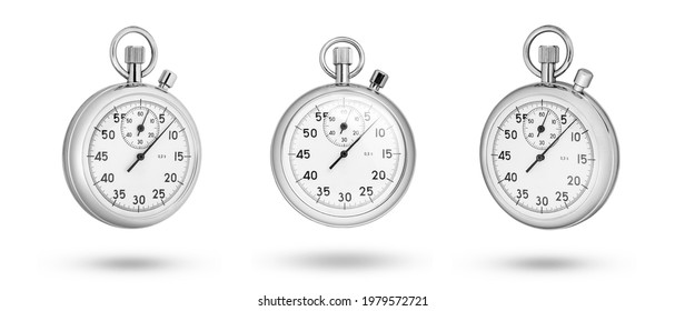 Stopwatch set. Stopwatch front and side isolated on white background