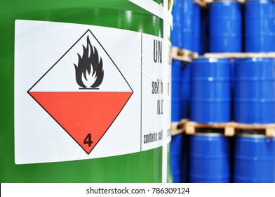 storage of barrels in a chemical factory - logistics and shipping - Shutterstock ID 786309124