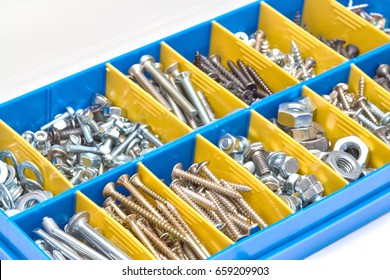 Storage box for bolts, nuts, screws