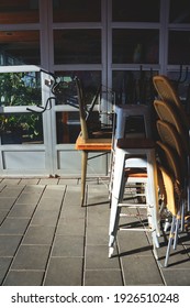 Storage Of Chairs And Stools In A Closed Restaurant                           