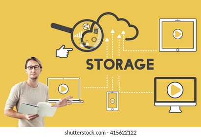 Storage Cloud Connection Devices Technology Concept