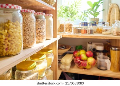 Storage Of Food In The Kitchen In Pantry