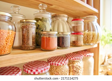 Storage Of Food In The Kitchen In Pantry