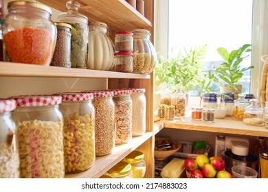 Storage Of Food In The Kitchen In Pantry