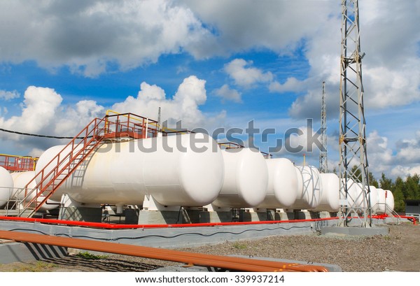 storage of gasoline\
in the horizontal tanks