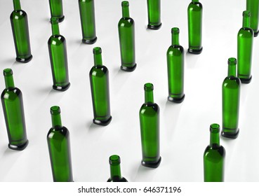 STORAGE GLASS BOTTLES ORDERED IN ROWS