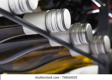 Storage Of Quality Wine Bottles With Screw Caps In A Wine Rack