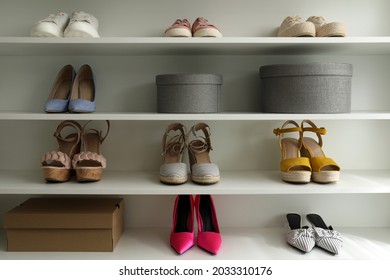 Storage Rack With Different Stylish Women's Shoes