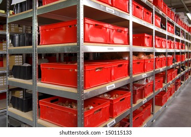 Storage Room With Boxes And Shelves