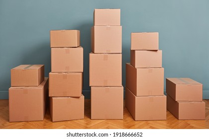 Storage Room With Cardboard Boxes In Room