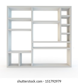 Storage Or Shelving Wall Unit Modern Furniture On White Background