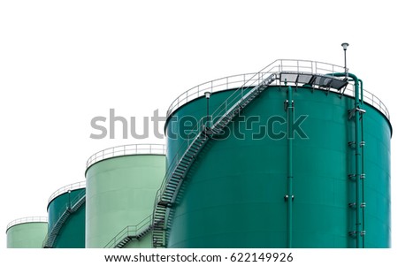 Storage tank for keep the oil from refinery isolated on white background