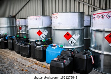 The Storage Of Toxic Waste And Chemicals In Metal Cans On The Factory Premises Of A Chemical Plant / Toxic Waste Chemical Plant