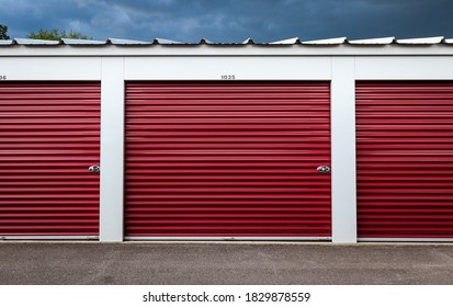 Storage Unit Facility With Creepy Dark Sky