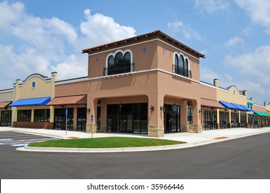 Store Fronts In A New Shopping Center