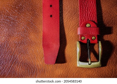 Store Handmade Red Leather Belt. 