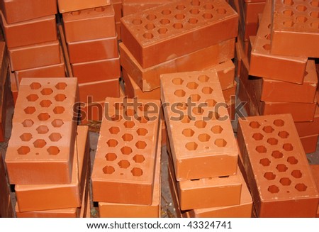 store of red bricks ready for consruction