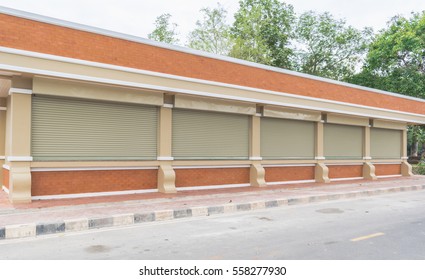 Store roadside with shutter door.