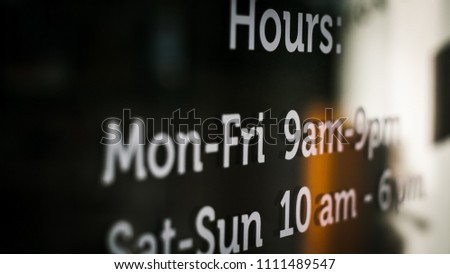 store scheduled hours of open