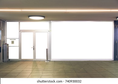 Storefront Mockup City Urban Flat Wall Glass Doors White Isolated Business Small Display Blank