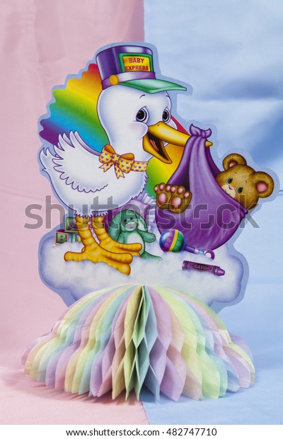 Stork Centerpiece Decoration Baby Shower Stock Photo Edit