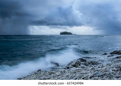 A Storm Approaches The Island Of Tuvalu.