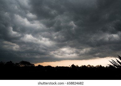 storm cloud background during raining. Dark Clouds. Huge black clouds on dark sky before a thunder-storm. 