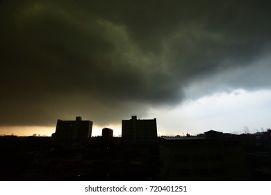 storm cloud on sky  before raining at evening. subject is blurred and low key.