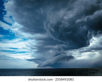 storm cloud rolling over the ocean