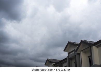 Storm Clouds Background With Home