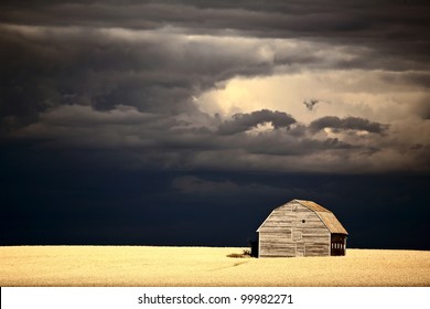 Storm Clouds Behind Abandoned Saskatchewan Barn