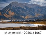 Storm clouds developing over Twin Lakes and mountain range  in Colorado